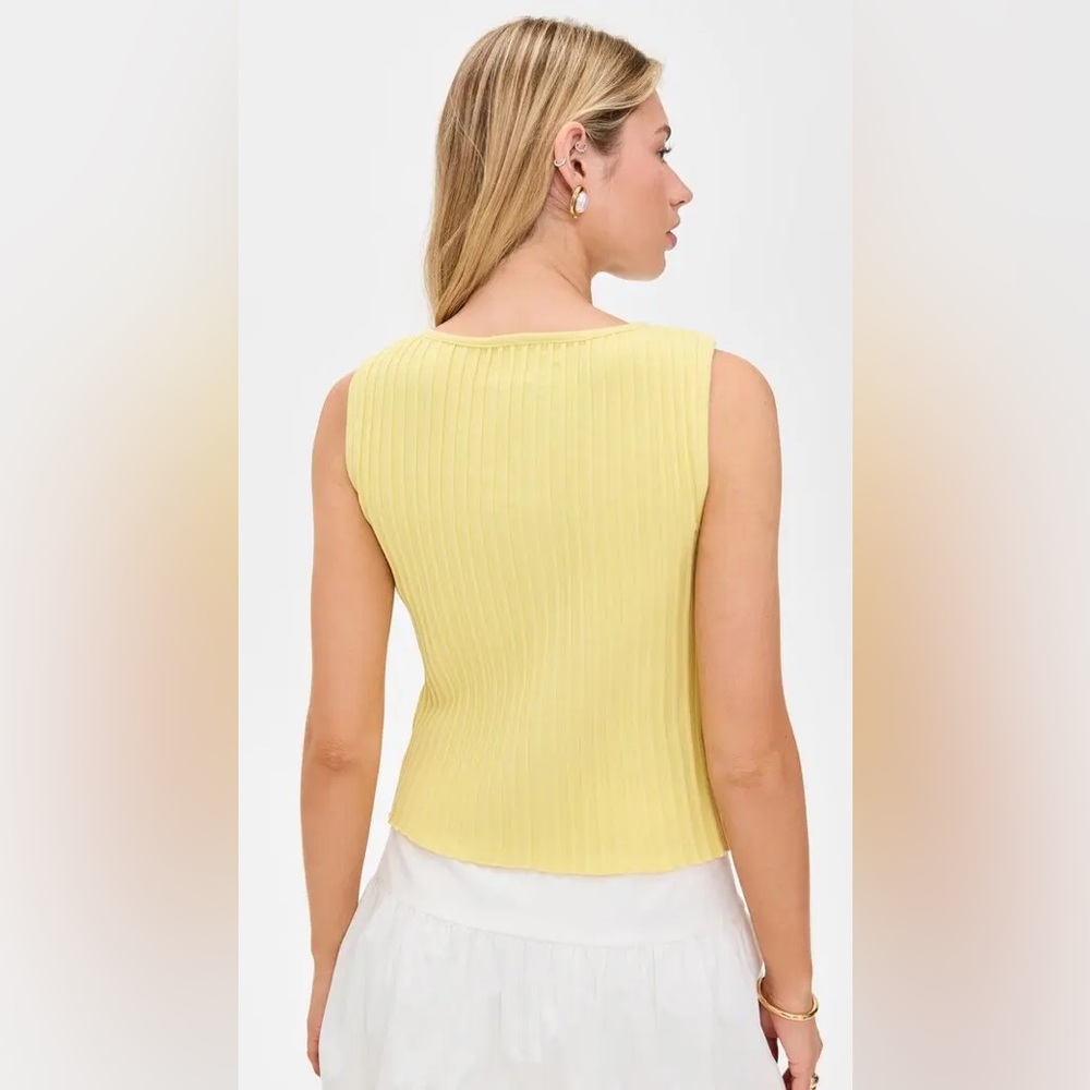 Free People Yellow Ribbed Button-Front Tank - Picture 3 of 6